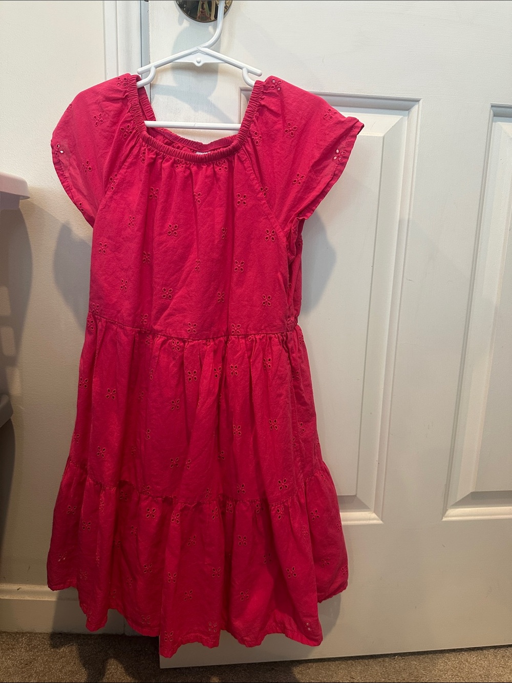 Carter's Bright Pink Eyelet Tiered Dress
